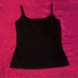 black cami top with built in bra & adjustable straps from the brand “still you”